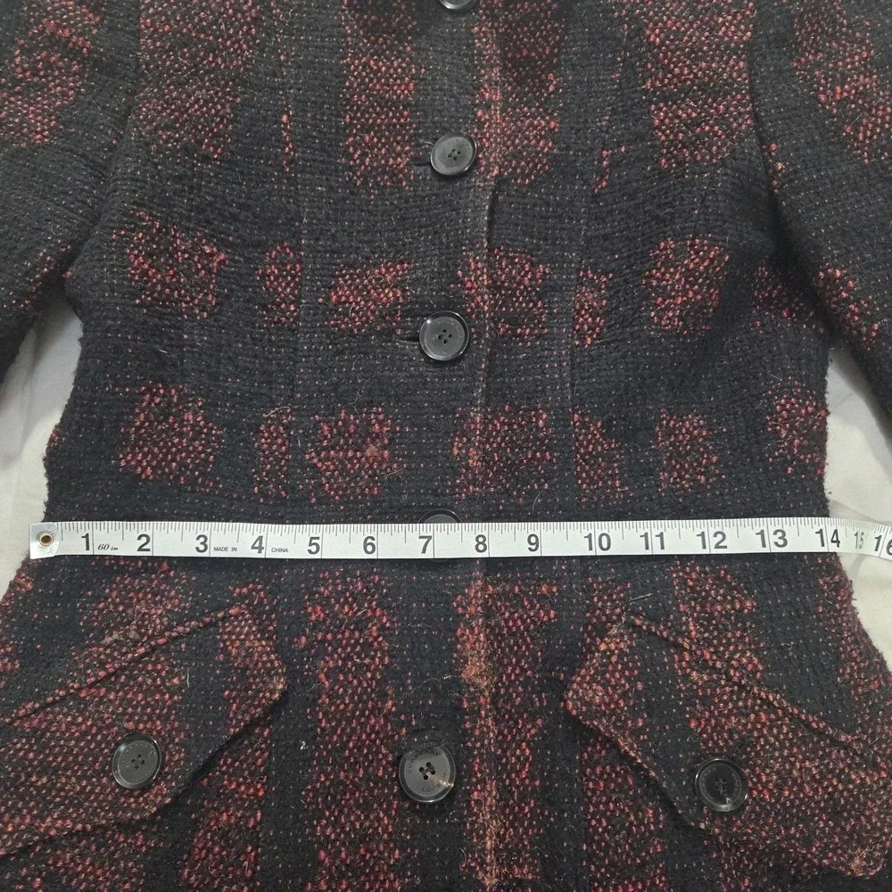 Burberry Check Coat Fitted Prorsum Burgundy Black Ladies Size US 2 / UK 4 *READ* - Picture 10 of 16